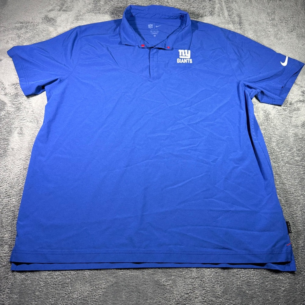 Nike NFL New York Giants Dri-FIT On-Field Polo Shirt Blue Mens XXL Short Sleeve